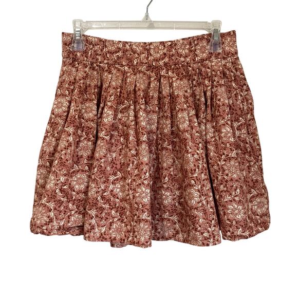 American Eagle Pink Floral Linen Blend Lined Pleated Skirt Size M - Picture 1 of 7